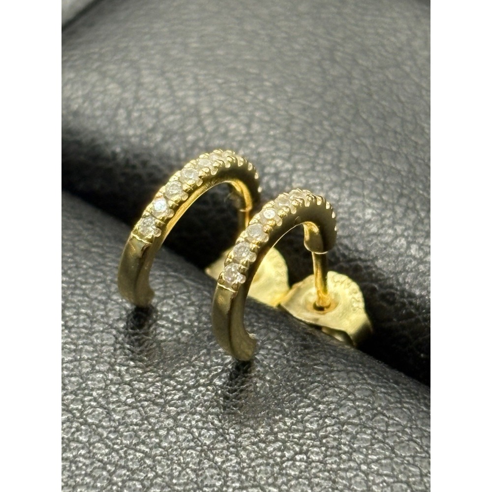 EUC Gold Sterling Silver Cubic Zirconia Mini Hoop Earrings 925 G31